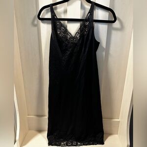 Vintage 70s/80s Bali Black Lace Chemise Slip Dress